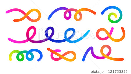 Abstract colorful ribbon gradient loops shape. Colorful lines design dynamic creative curves 121733833