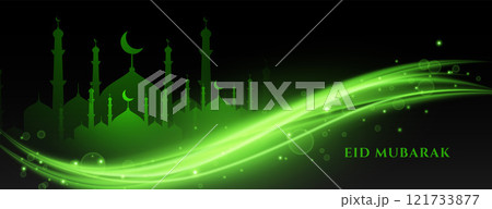 green eid mubarak lights banner design 121733877