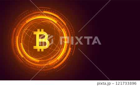 global bitcoin technology cryptocurrency background 121733896