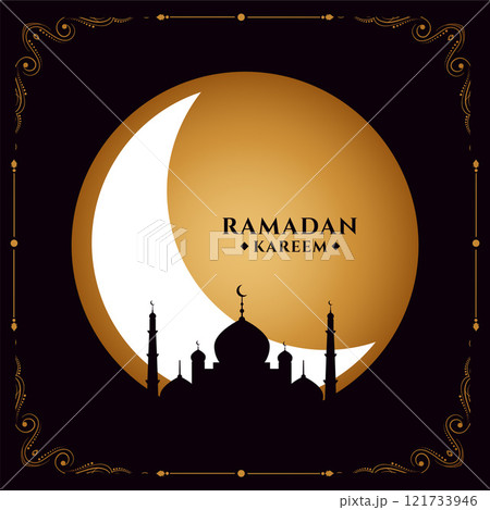 holy ramadan month festival card with mosque and moon design holy ramadan month festival card with mosque and moon design 121733946