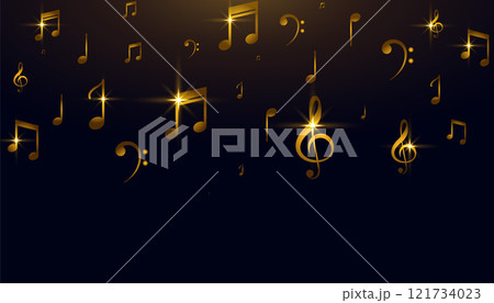 beautiful music sound golden notes background 121734023