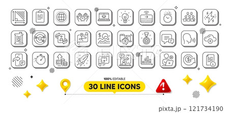 Technical algorithm, Cloud computing and Startup rocket line icons pack. 3d design elements. Winner reward, Comment, Work home web icon. Inflation, Diagram graph, Phone timing pictogram. Vector 121734190