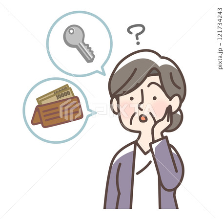 鍵やサイフがどこにいったかわからないおばあさん 121734243
