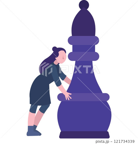 Business strategy icon woman with chess piece 121734339