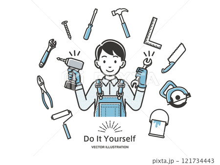 DIYを楽しむ男性 DIYを楽しむ男性 121734443