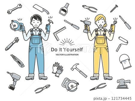 DIYを楽しむ男女 121734445
