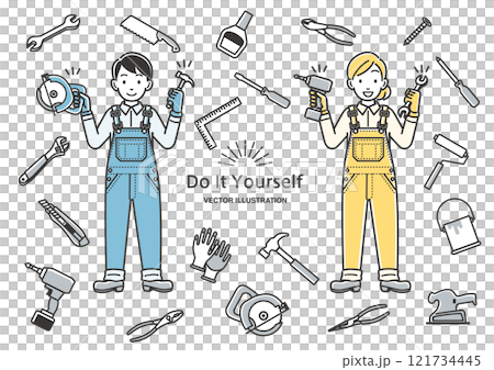 Men and women enjoying DIY Men and women enjoying DIY 121734445