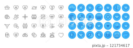 Kiss me, Be true and Hold heart line icons pack. Inclusion, Like button, Miss you web icon. Love night, Lgbt, Wedding rings pictogram. Love heart, Friendship, Romantic dinner. Vector Kiss me, Be true and Hold heart line icons pack. Inclusion, Like button, Miss you web icon. Love night, Lgbt, Wedding rings pictogram. Love heart, Friendship, Romantic dinner. Vector 121734617