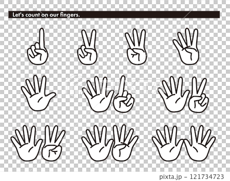 指を使って数字の1から10を表すイラスト 121734723