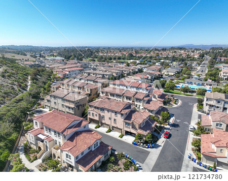 Aerial view of middle class community identical condominium, Oceanside, South California Aerial view of middle class community identical condominium, Oceanside, South California 121734780