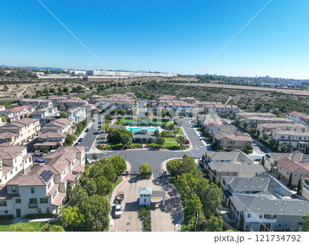 Aerial view of middle class community identical condominium, Oceanside, South California Aerial view of middle class community identical condominium, Oceanside, South California 121734792