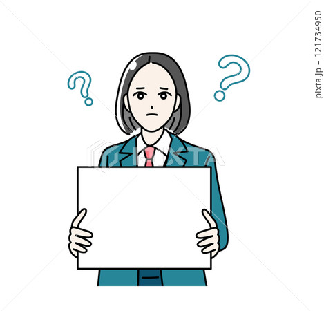 フリップを手に持つ学生服を着た女子学生のイラスト 121734950