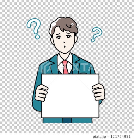 フリップを手に持つ学生服を着た男子学生のイラスト 121734951