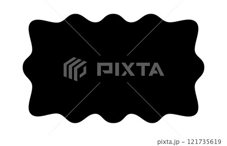 Rectangle shape with wavy edges. Geometric form with curvy borders. Blank text box, tag or label isolated on white background. Vector graphic illustration 121735619