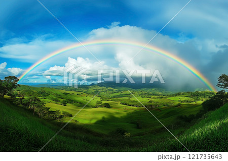虹　草原　風景 121735643