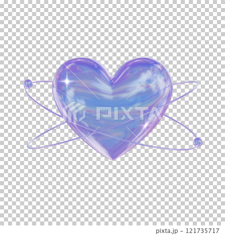 Y2K 3Dイラスト ハートの惑星 121735717