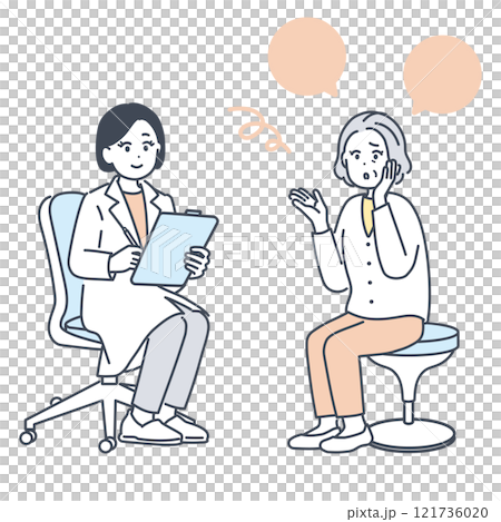 医師に相談するシニア女性のイラスト素材 医師に相談するシニア女性のイラスト素材 121736020