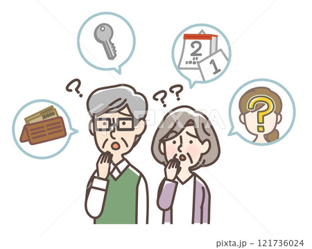 混乱するお年寄りの男女 121736024