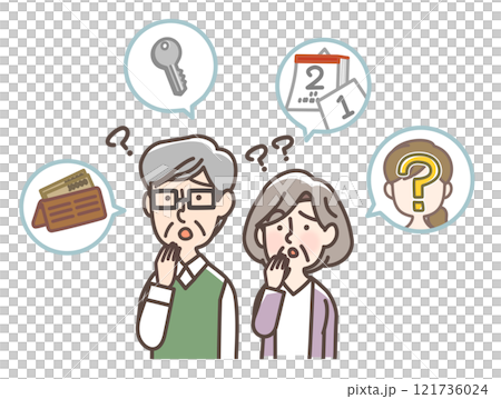 混乱するお年寄りの男女 121736024