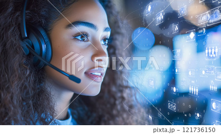 AIとデジタルツールを活用するオペレーターのイメージ AIとデジタルツールを活用するオペレーターのイメージ 121736150