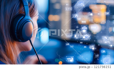 AIとデジタルツールを活用するオペレーターのイメージ 121736151