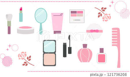 おしゃれで可愛いコスメのイラスト素材セット 121736208