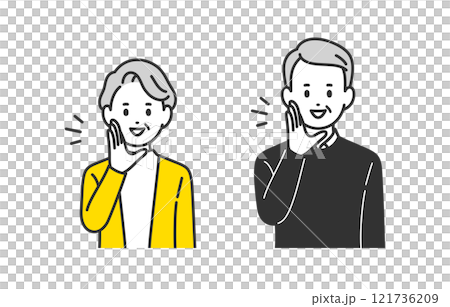 呼びかけのポーズをするシニア男女・老夫婦のセット【人物ベクターイラスト素材】 呼びかけのポーズをするシニア男女・老夫婦のセット【人物ベクターイラスト素材】 121736209