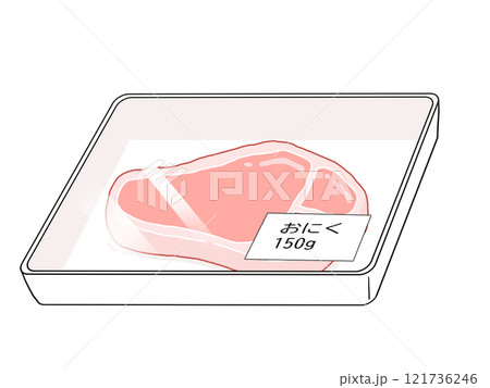 パックに入って売られた生肉のイラスト パックに入って売られた生肉のイラスト 121736246