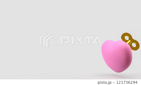 The Heart and wind up for Valentine or Love concept 3d Rendering. The Heart and wind up for Valentine or Love concept 3d Rendering. 121736294
