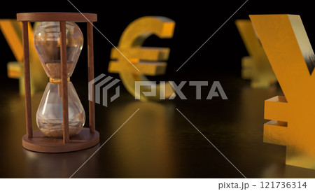 The Sand clock and money symbol for Business concept 3d rendering. The Sand clock and money symbol for Business concept 3d rendering. 121736314