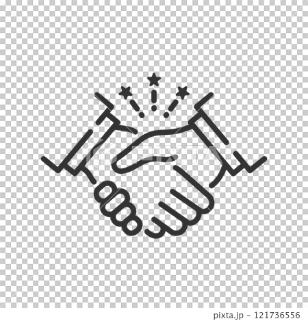 握手のビジネスベクターアイコン(線画・途切れ線) 121736556