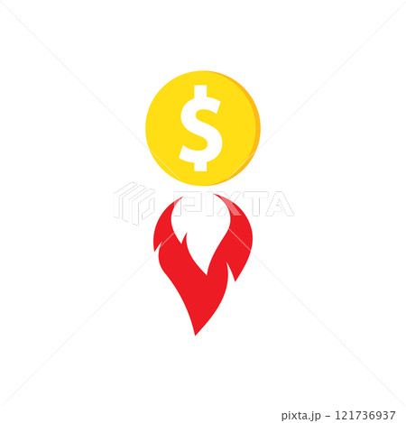 Dollar coin and fire 121736937