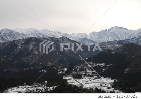 雪の毛勝三山と剱岳 121737025