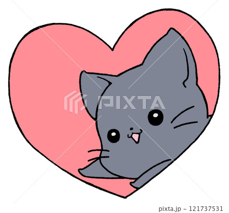 ハートの中の黒猫のイラスト素材 [121737531] - PIXTA