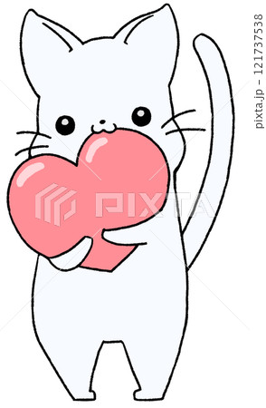ハートをかじる白猫のイラスト素材 [121737538] - PIXTA
