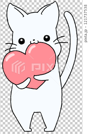 ハートをかじる白猫のイラスト素材 [121737538] - PIXTA