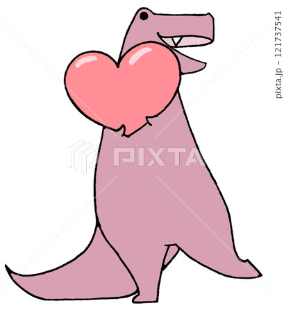 ハートを持ってポーズをとるティラノサウルス ハートを持ってポーズをとるティラノサウルス 121737541