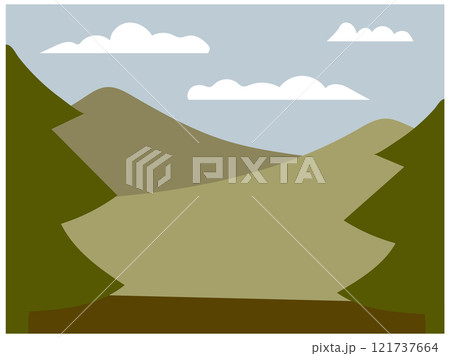 空と森林と山のシンプルな風景イラスト 121737664