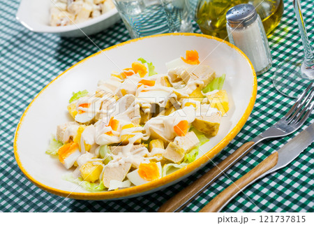 Salad of chicken with pineapple 121737815