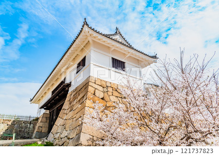 広島 桜咲く福山城　筋鉄御門 121737823