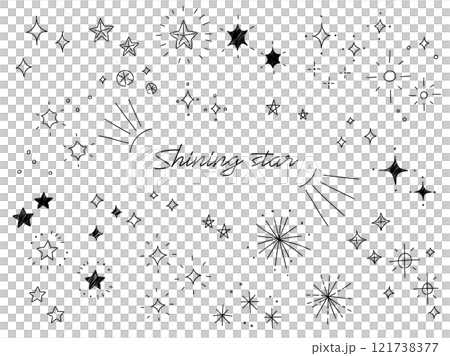 手繪線閃閃發光的插圖集星星閃耀黑色 121738377