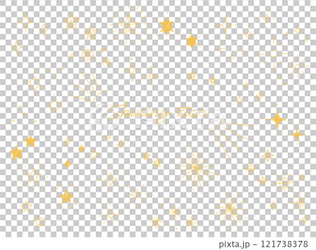 Hand-drawn line glitter illustration set Stars Shine Gold 121738378