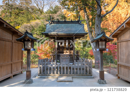 武蔵一宮氷川神社摂社宗像神社社殿と紅葉 121738820