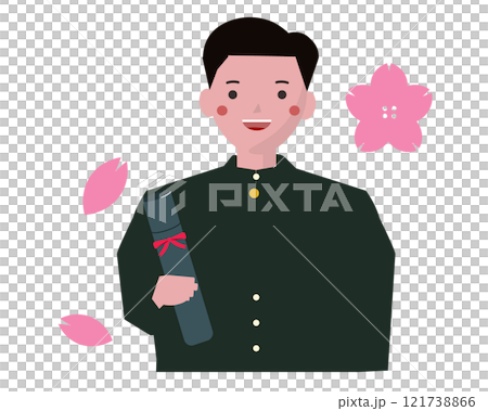 Graduate male student with diploma. Smiling student at graduation ceremony. Vector illustration 121738866