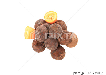 PNG, Chocolate kumquat truffles isolated on white background 121739013