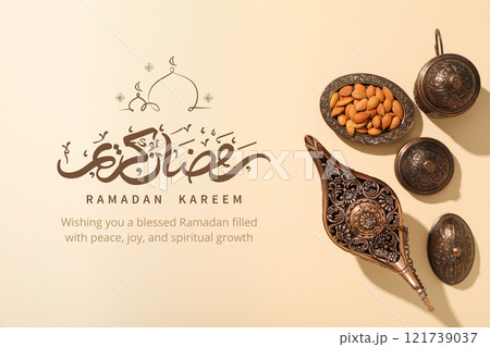 A beautiful greeting card for the celebration of Ramadan 121739037