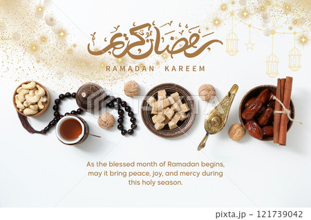 A beautiful greeting card for the celebration of Ramadan 121739042