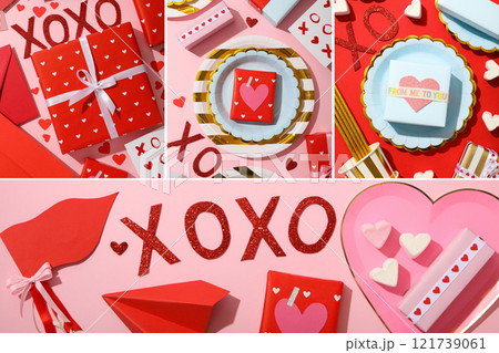 Valentine's Day, concept of preparing for the holiday, photo collage. Valentine's Day, concept of preparing for the holiday, photo collage. 121739061
