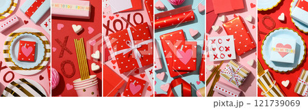 Valentine's Day, concept of preparing for the holiday, photo collage. Valentine's Day, concept of preparing for the holiday, photo collage. 121739069