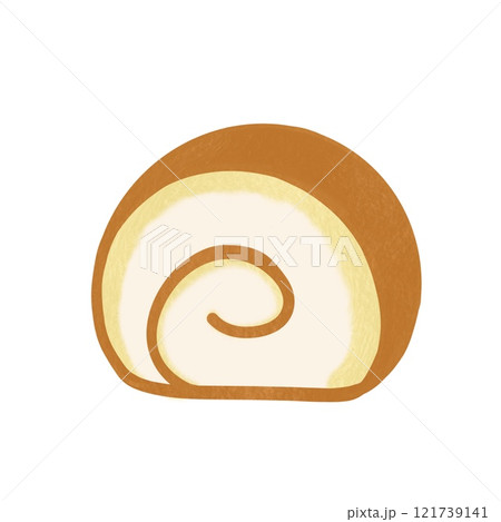 シンプルなかわいいロールケーキのイラスト シンプルなかわいいロールケーキのイラスト 121739141